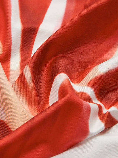 Crimson Bloom Silk Dress