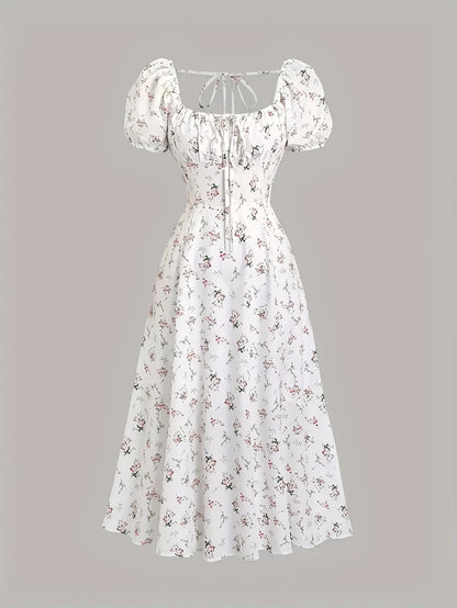 Delicate Cherry Blossom Midi Dress