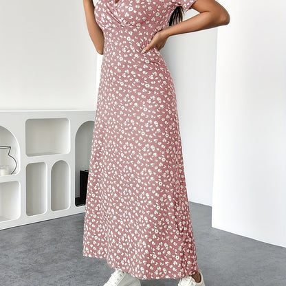 Summer Temperament, Elegant and Fashionable Design, and Loose Fitting, Suitable for Date Gatherings, Small Floral V-neck Dress