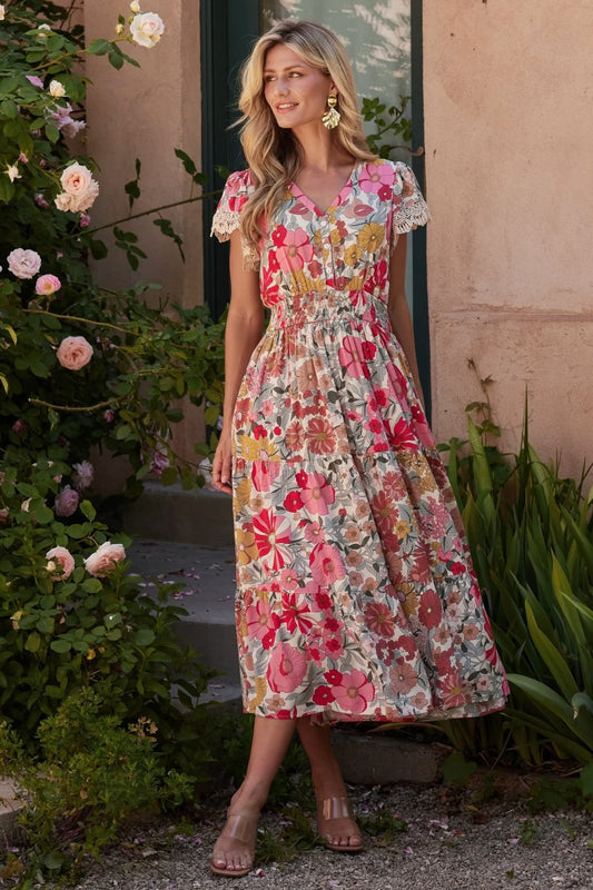 pint1loral Print Twist Elegant Dress (Copy)